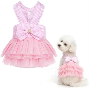 Pink Dog Dress with Bowknot Tutu