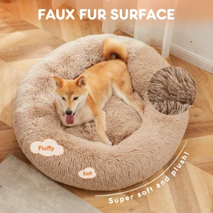 Calming Dog Bed , Washable Fluffy Plush